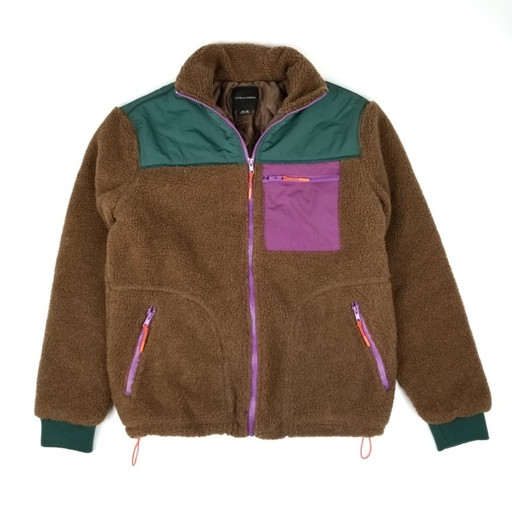 Cotton On Brown and Green Fleece Jacket